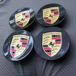 76mm Gloss Black center caps, fits Cayenna Carrera Porsche 911 rims, set…